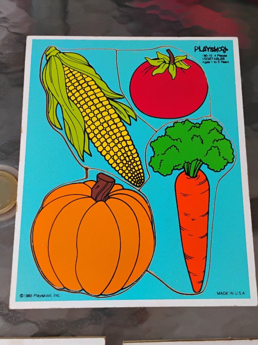Vintage 1985 PlaySkool Vegetable Wooden Frame-Tray Puzzle
